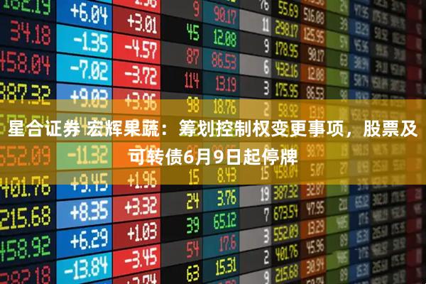 星合证券 宏辉果蔬：筹划控制权变更事项，股票及可转债6月9日起停牌